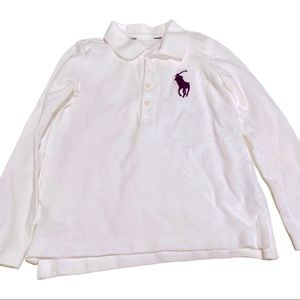 Ralph Lauren White Boy’s Big Pony Polo Long Sleeve Shirt Size 4